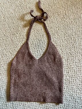 Full Tilt Mauve Halter Ribbed Knit Tank